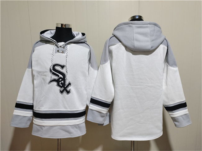 Men's Chicago White Sox Blank White Ageless Must-Have Lace-Up Pullover Hoodie